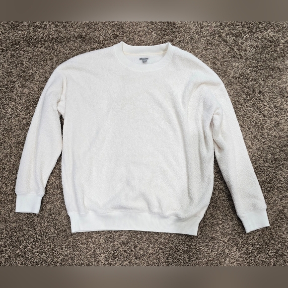 aerie Sweaters - Aerie Oversized Sweater Womens M Cream Sherpa Pullover EUC